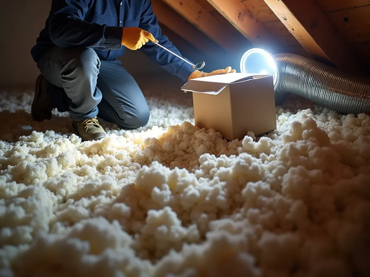 Crushed and disconnected flex duct in the attic of a Clermont, FL home