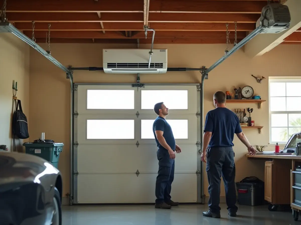 Wall-mounted mini-split cooling a converted garage workshop in a Clermont, FL home